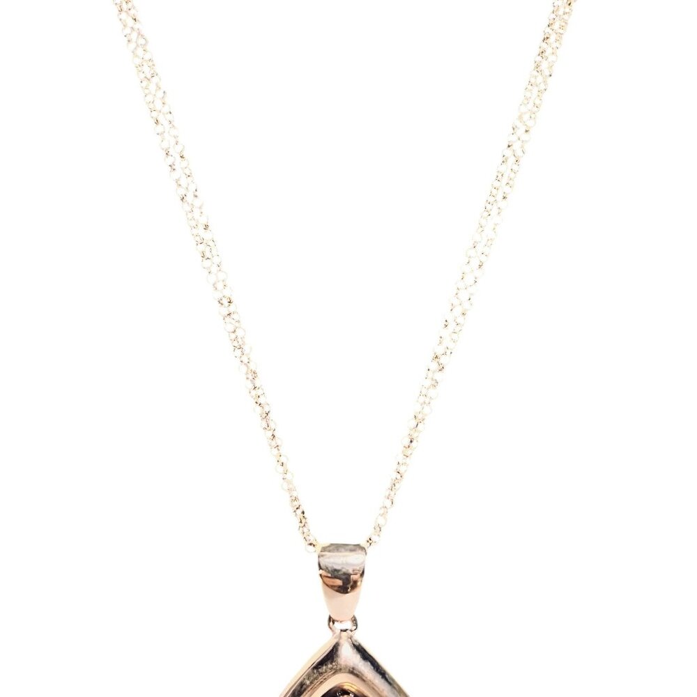 Bronzo Italia Rose Gold Tone Necklace With Druzy Quartz Teardrop Pendant (6291) - Picture 4 of 9